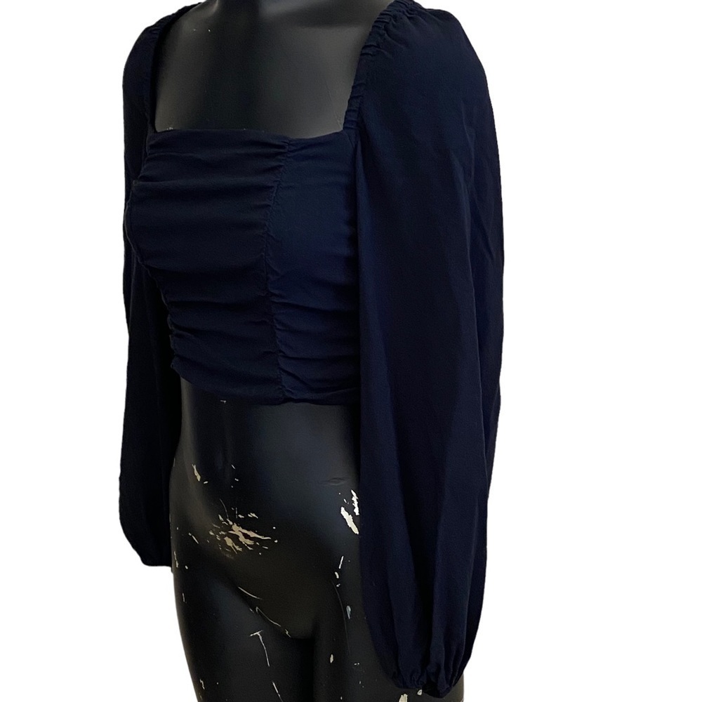 Urban Outfitters Black Cropped Peasant Top - Picture 3 of 7